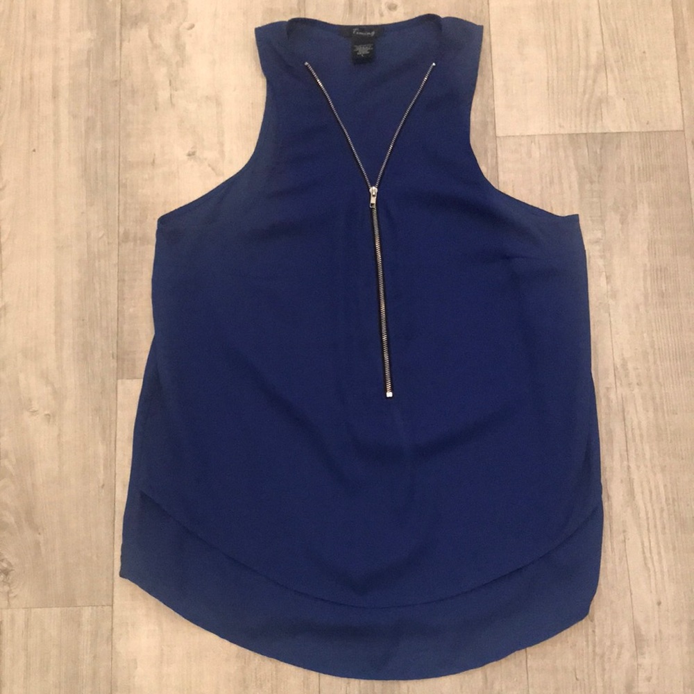 Royal Blue Zipper Front Tank Top